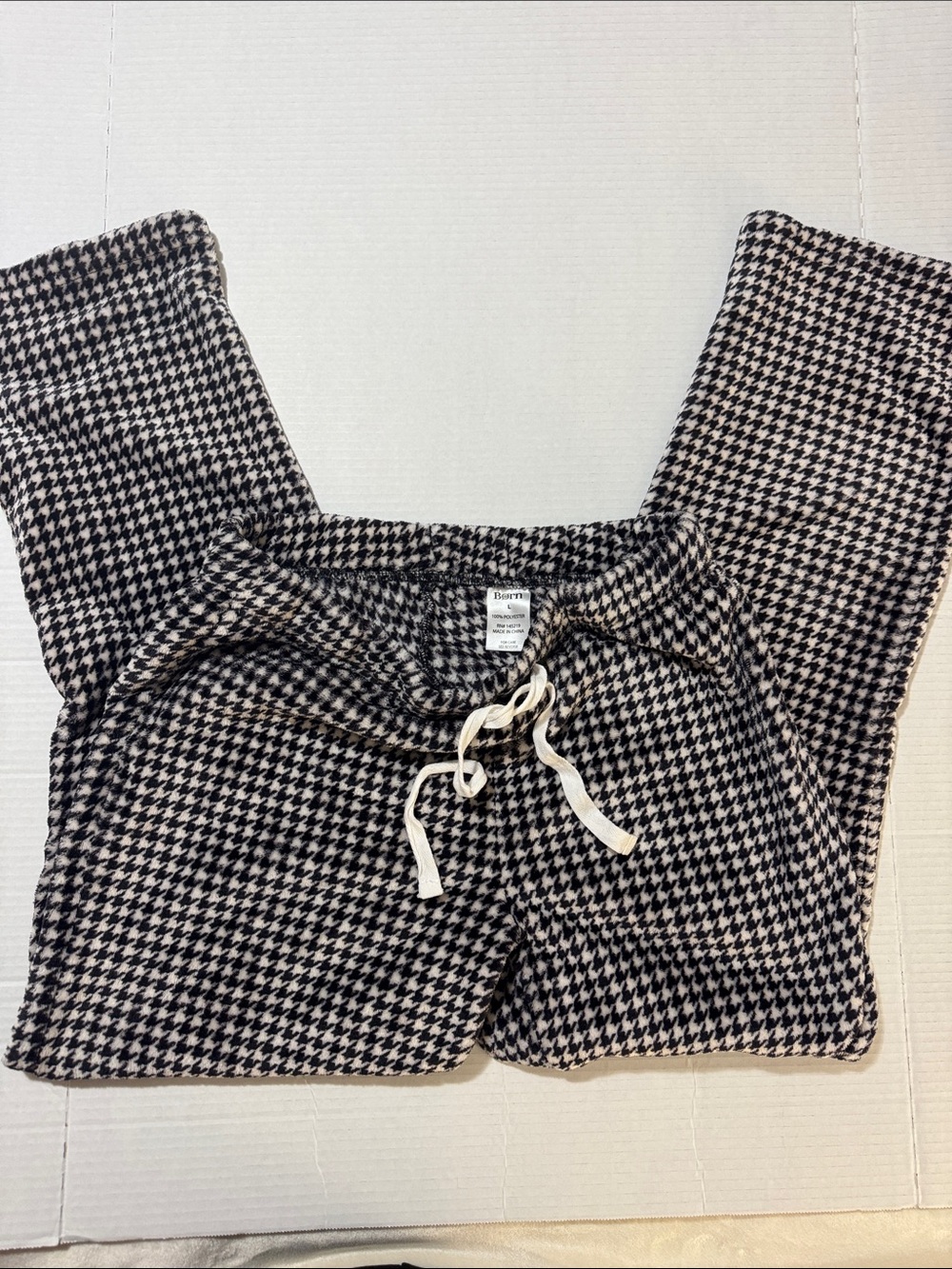 Born Super Soft Black & Cream Houndstooth Lounge Joggers L 216
